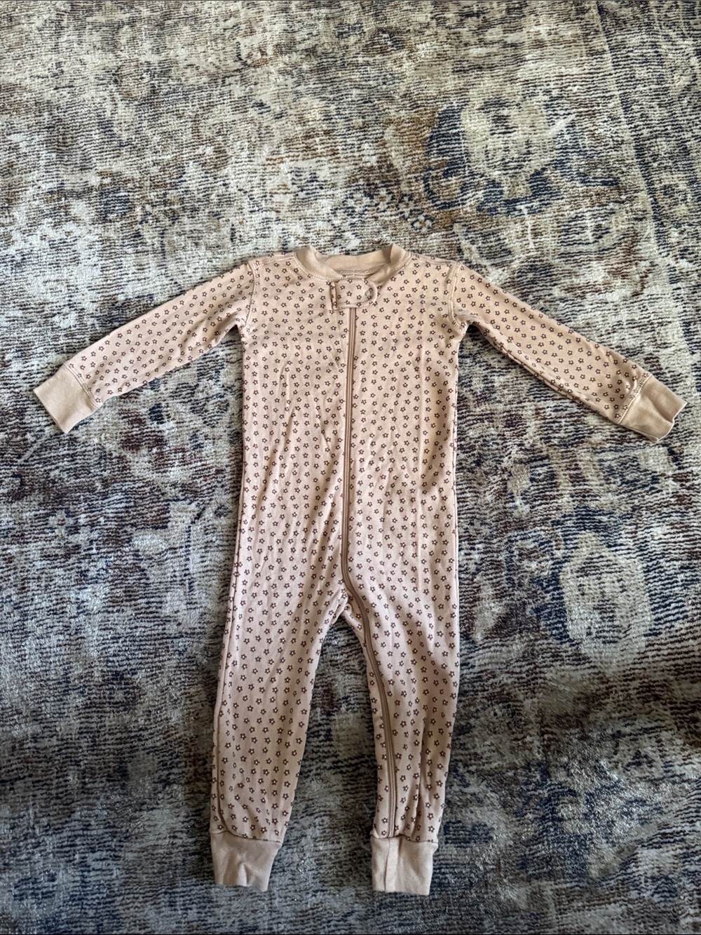 Quincy Mae Soft Pink Floral Zip Romper Pajama